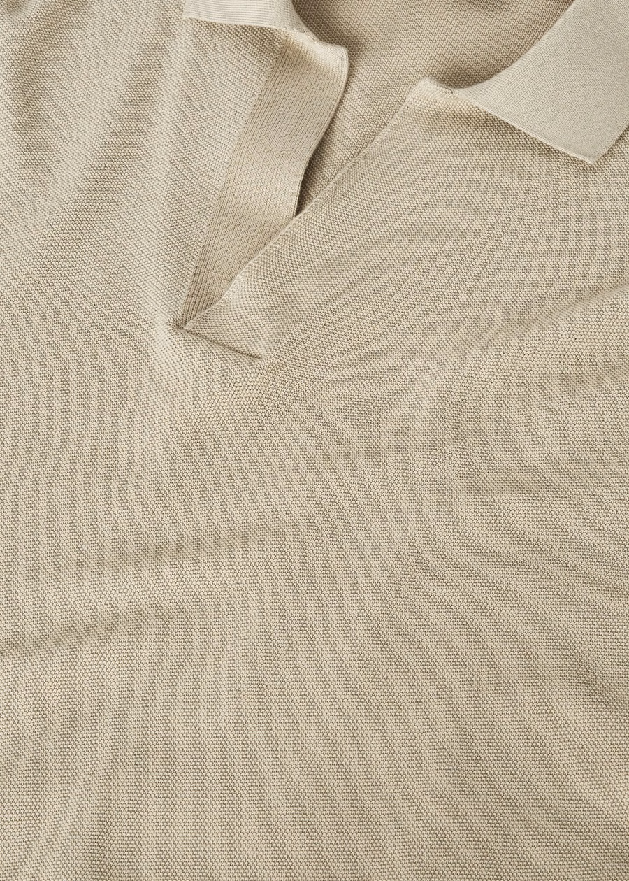 Polo shirt without buttons Cotton Silk Cream