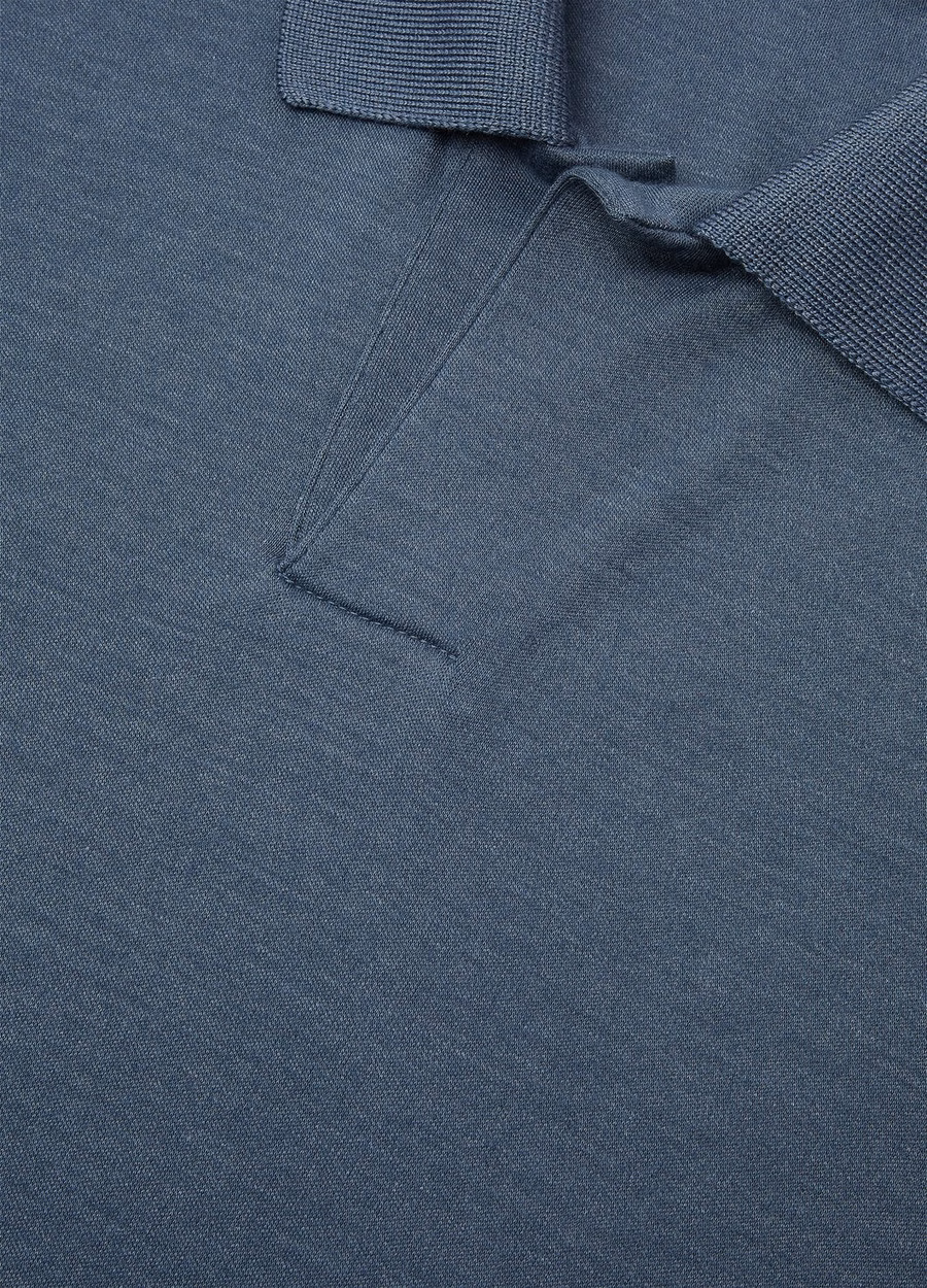 Light powder blue silk cashmere polo shirt