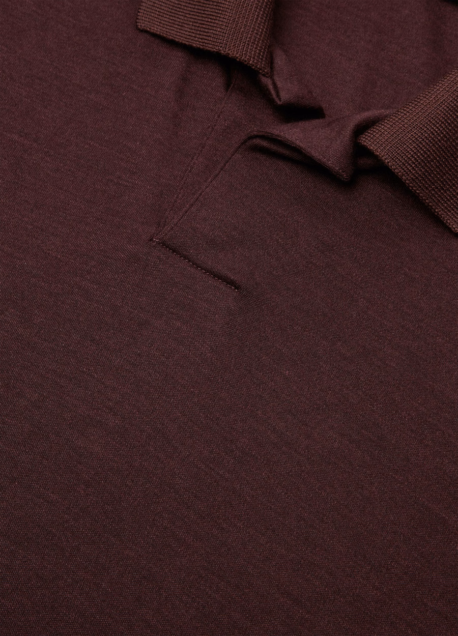 Open Polo Shirt Silk Cashmere Dark Claret
