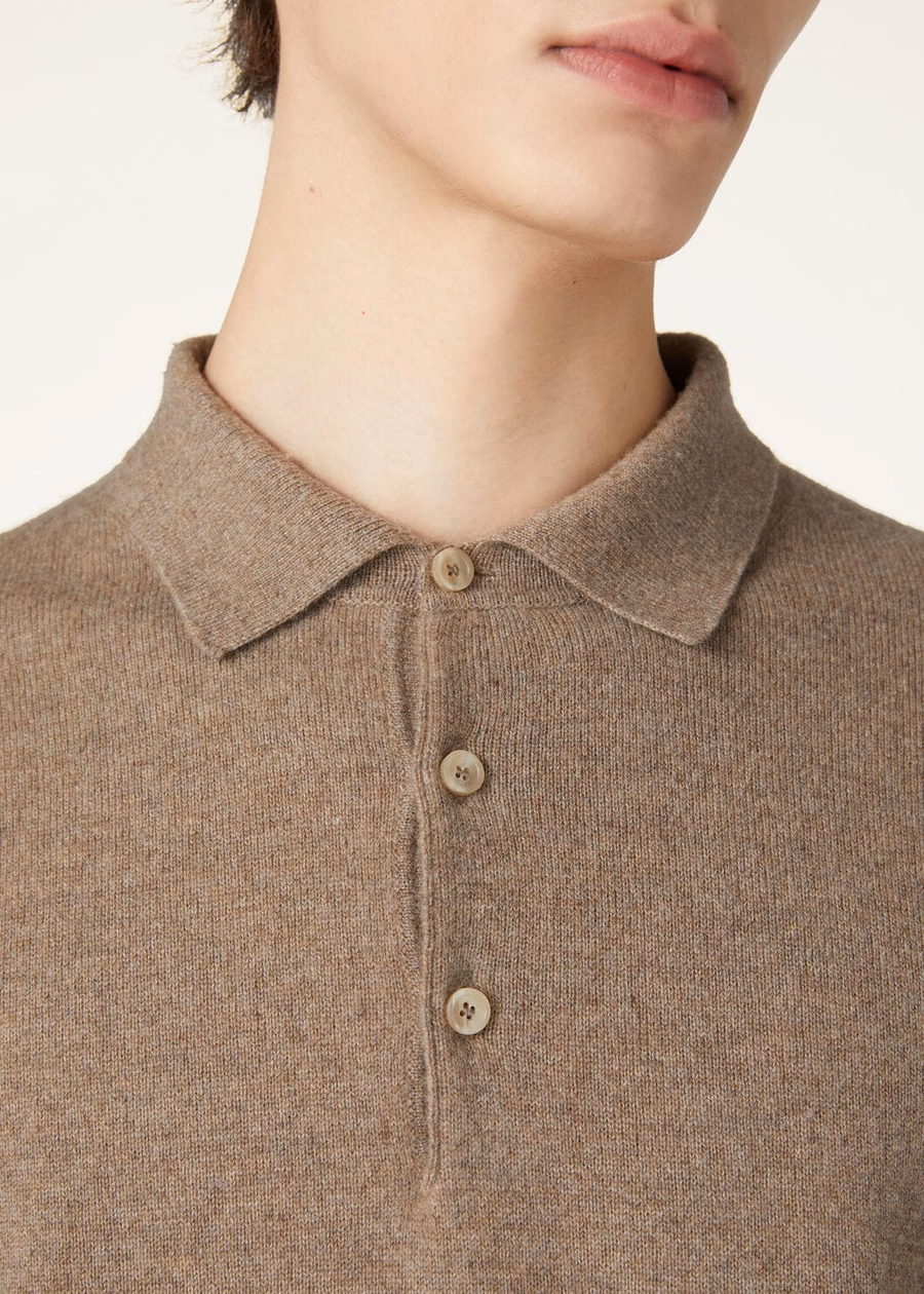 Loro Cashmere Polo Shirt Mel Brown Grain