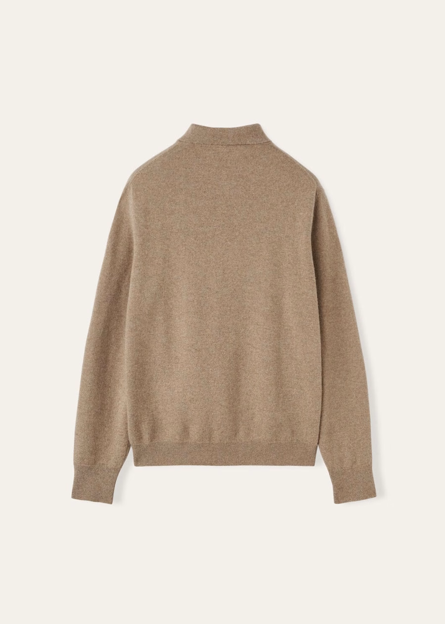 Loro Cashmere Polo Shirt Mel Brown Grain
