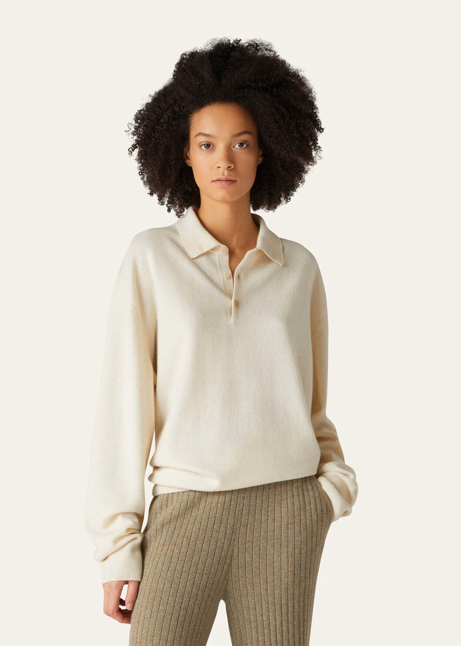 Loro Cashmere Pure Dunes Mel Polo Shirt