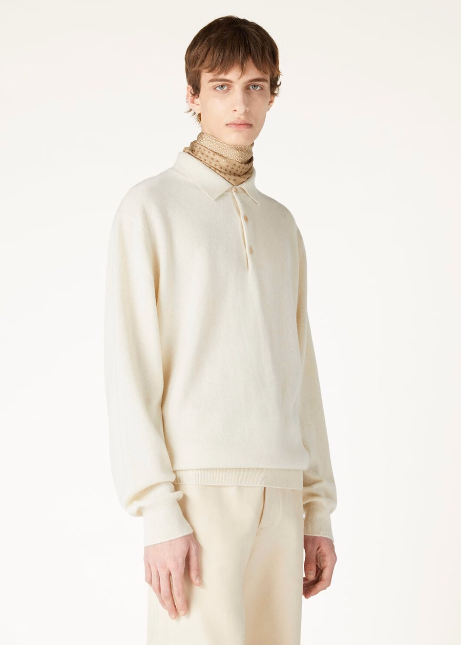 Loro Cashmere Pure Dunes Mel Polo Shirt