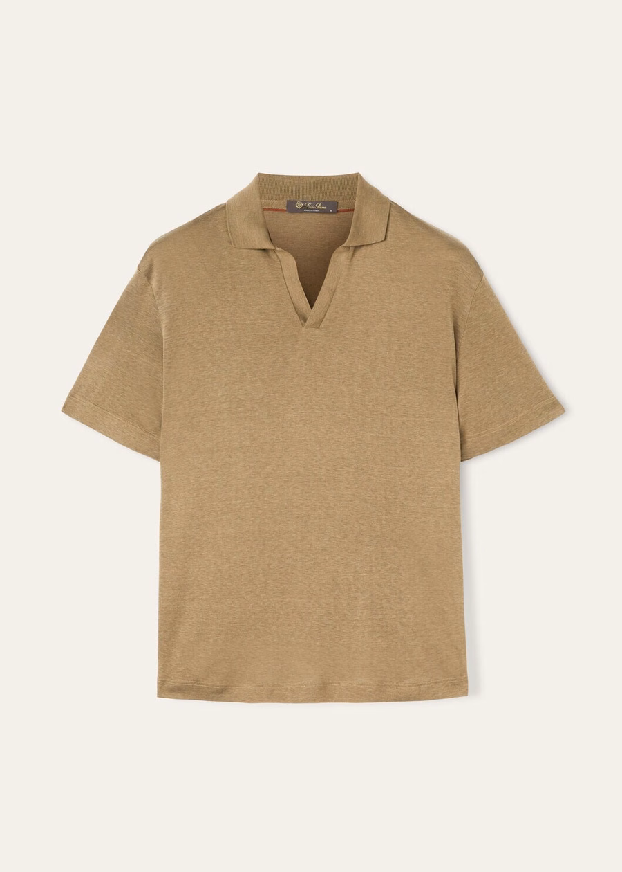Valpiana Cotton Silk Polo Shirt Dusty Khaki