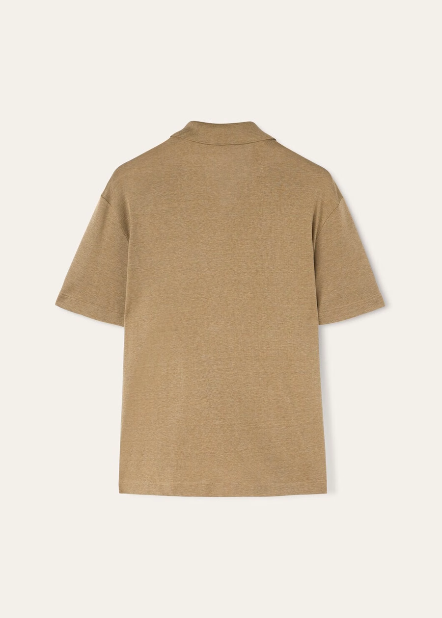 Valpiana Cotton Silk Polo Shirt Dusty Khaki