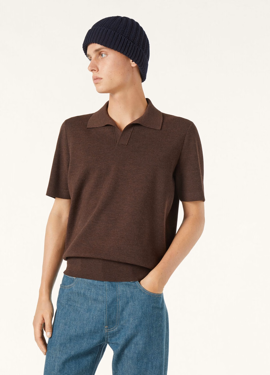Empire Wish® Wool Star Anaise Melange Polo Shirt