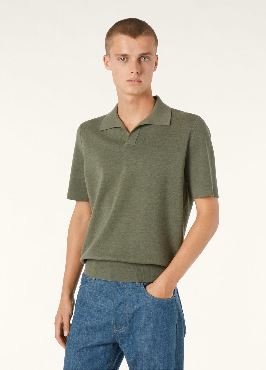 Empire Wish® Wool Lagoon Flora Melange Polo Shirt
