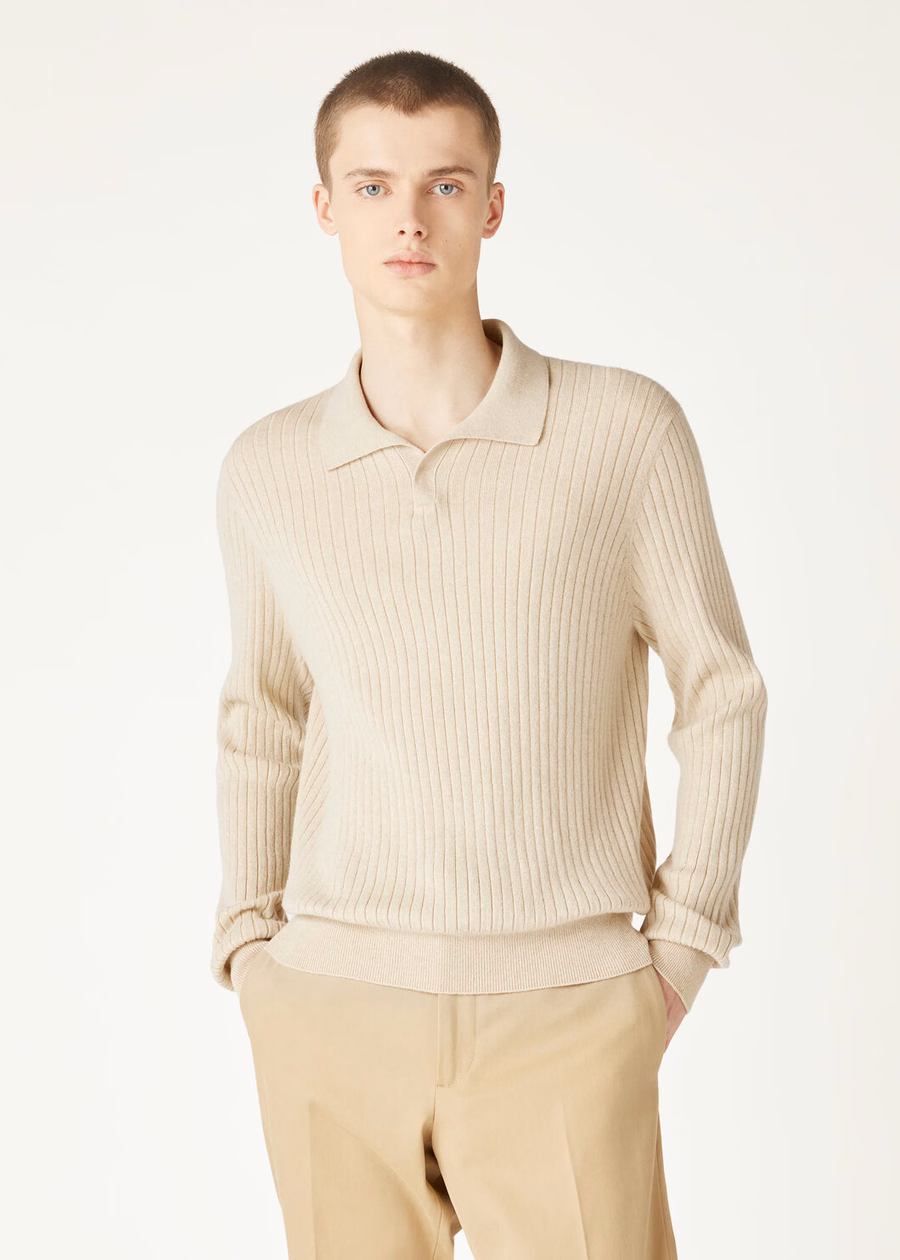Lexington Baby Cashmere Polo Shirt Cream Cashmere Melange