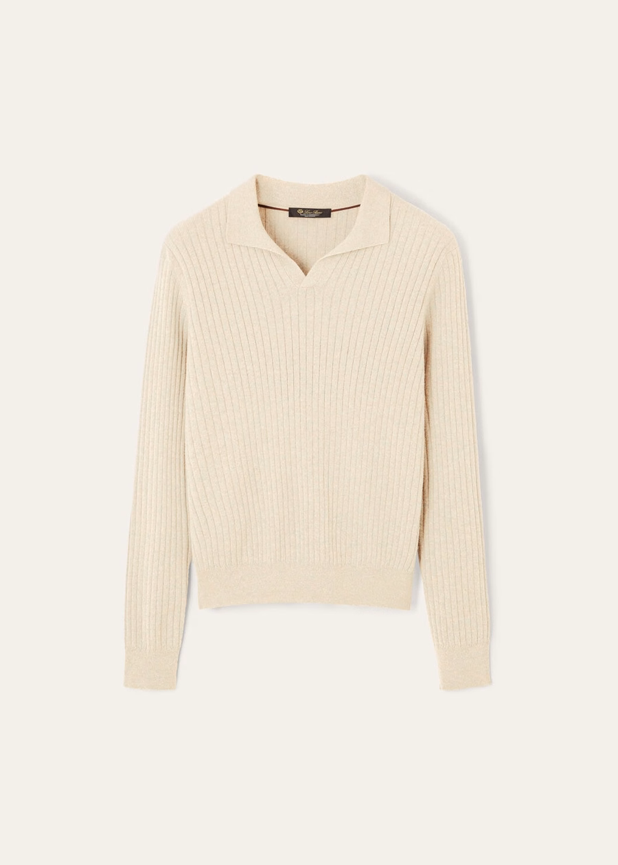 Lexington Baby Cashmere Polo Shirt Cream Cashmere Melange