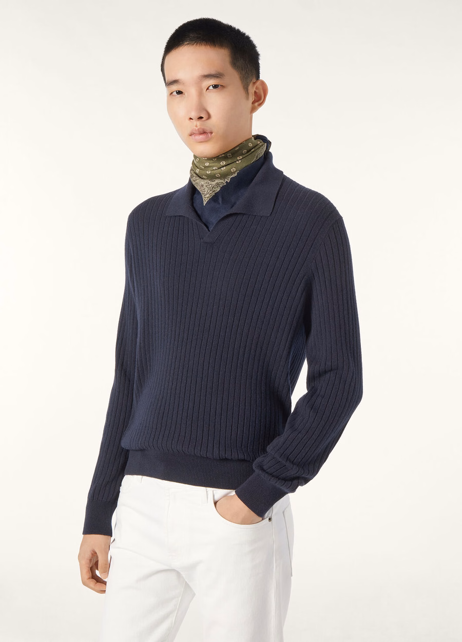 Lexington Baby Cashmere Polo Shirt Navy Blue