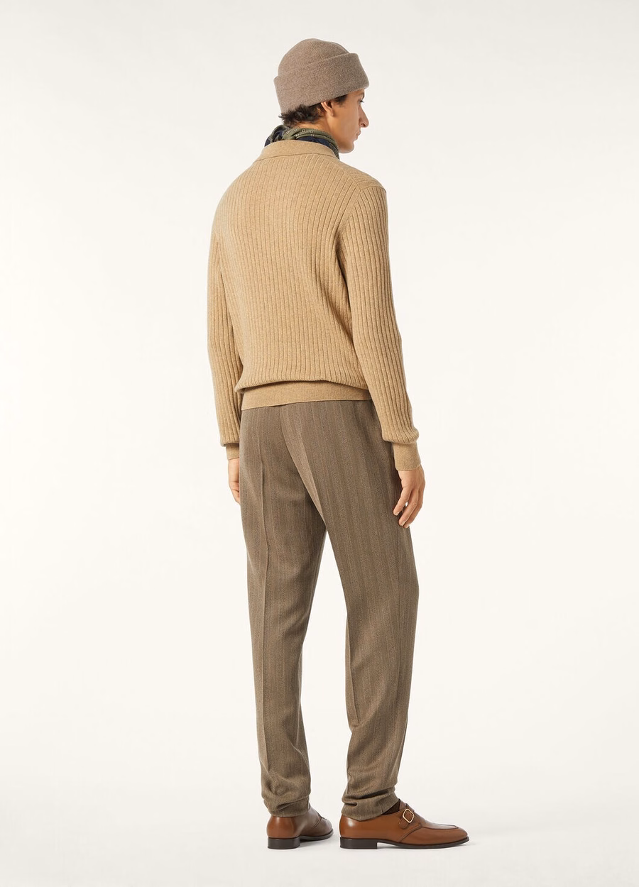 Lexington Baby Cashmere Raw Honey Melange Polo Shirt