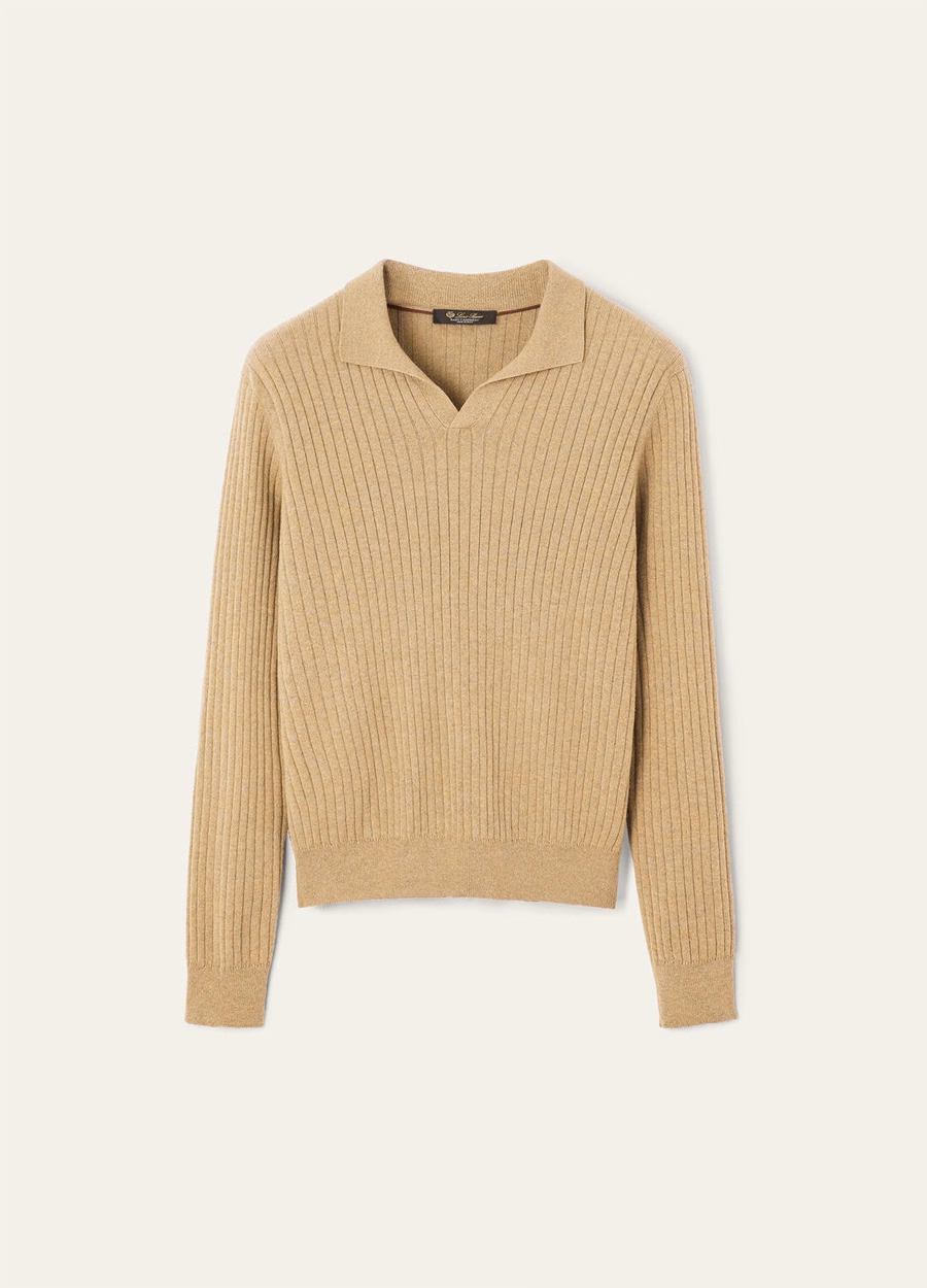 Lexington Baby Cashmere Raw Honey Melange Polo Shirt