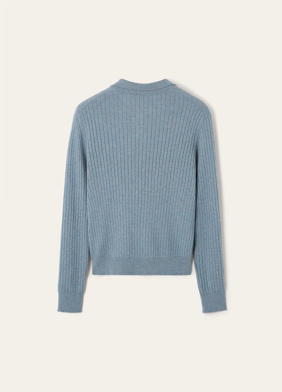 Lexington Baby Cashmere Sea Fog Melange Polo Shirt