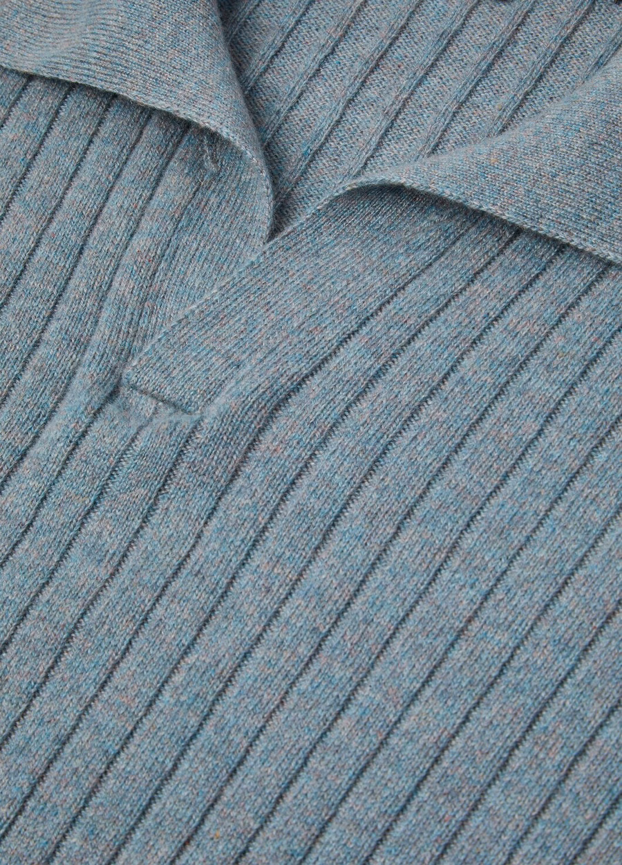Lexington Baby Cashmere Sea Fog Melange Polo Shirt