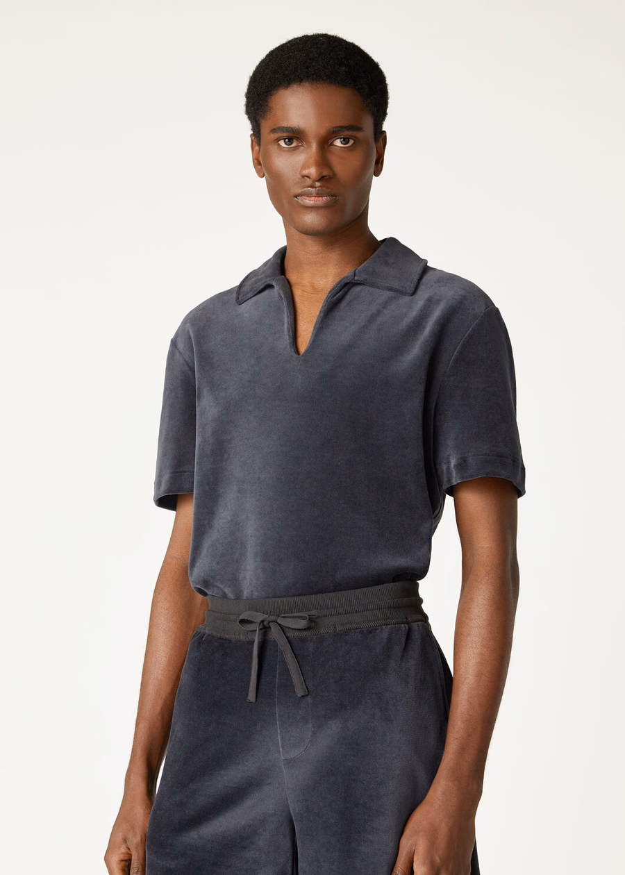 Duggia Cotton Silk Shadowed Sky Polo Shirt