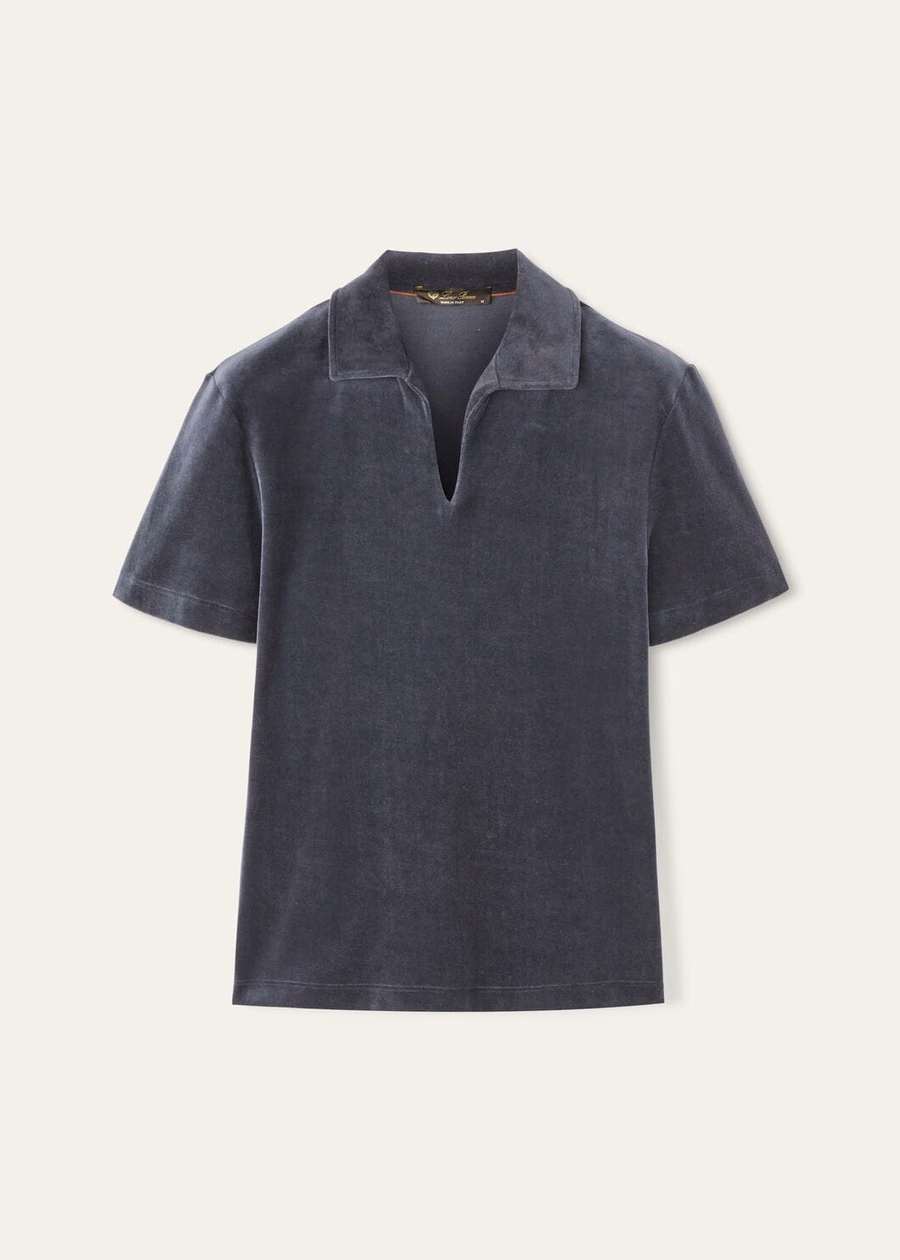 Duggia Cotton Silk Shadowed Sky Polo Shirt