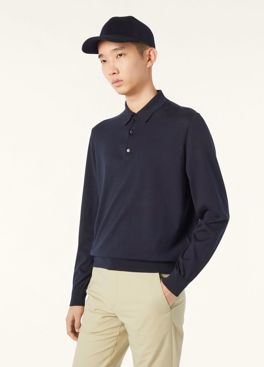 Ice Wish Cotton Navy Blue Polo Shirt