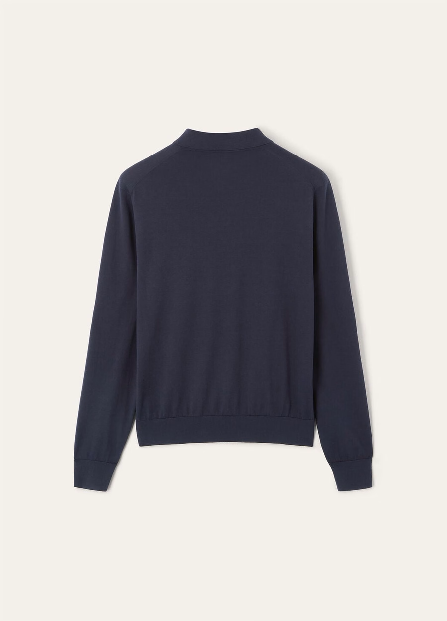 Ice Wish Cotton Navy Blue Polo Shirt