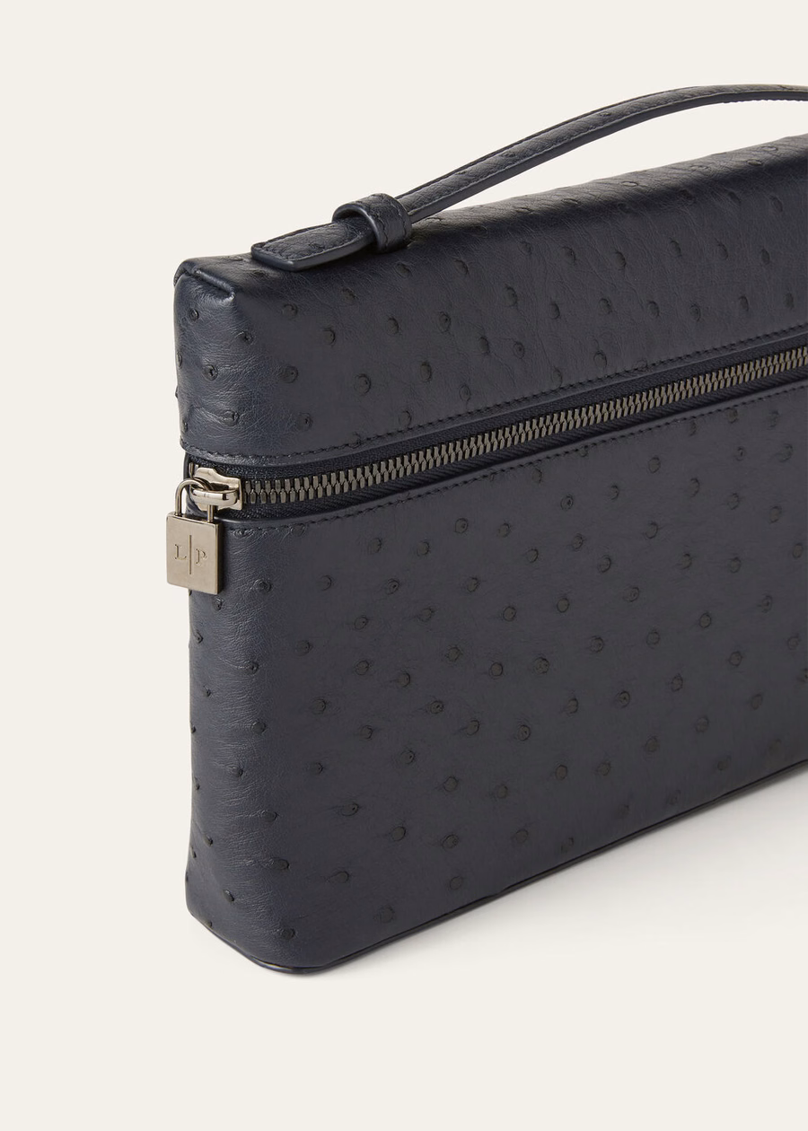 Additional cover L29 in ostrich leather, navy blue/onyx