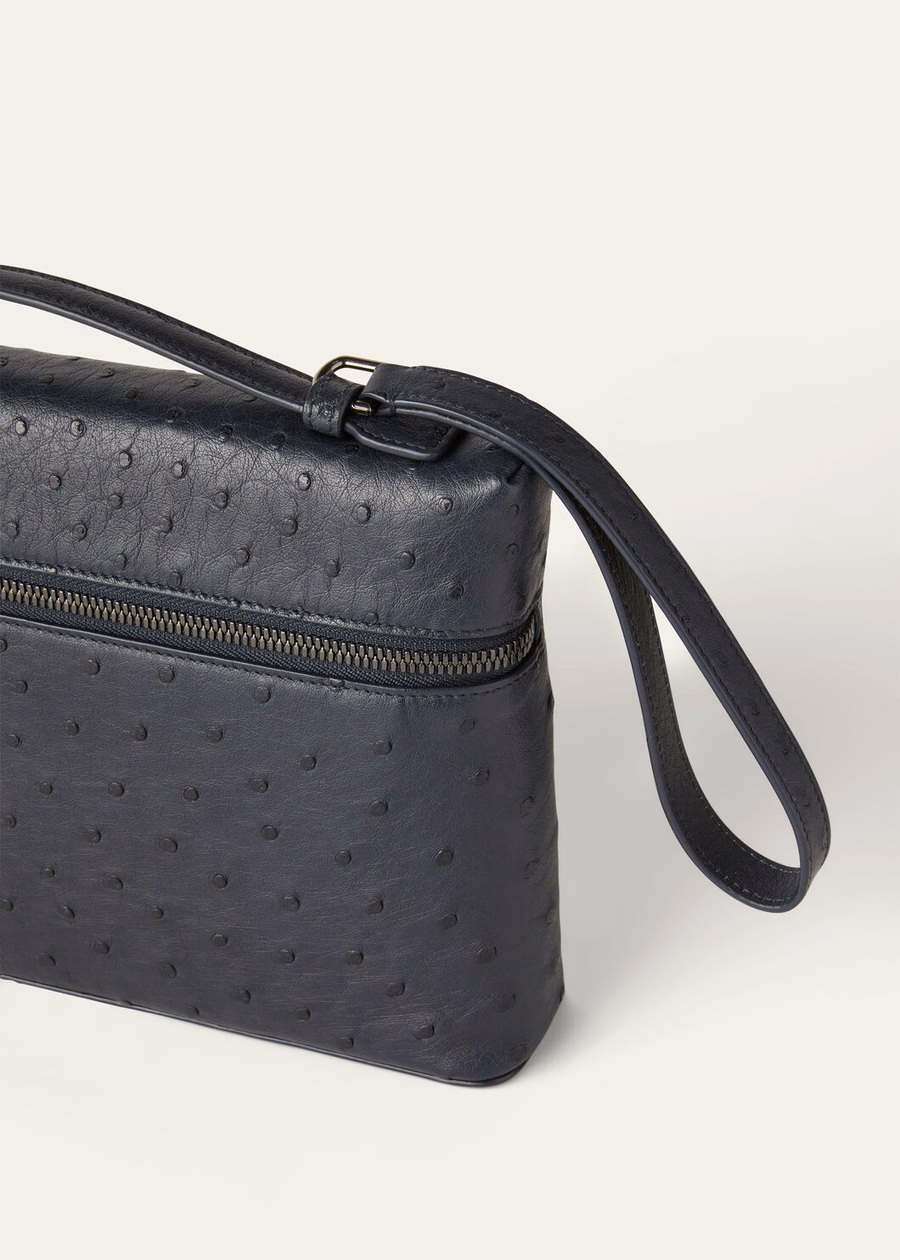 Additional cover L29 in ostrich leather, navy blue/onyx