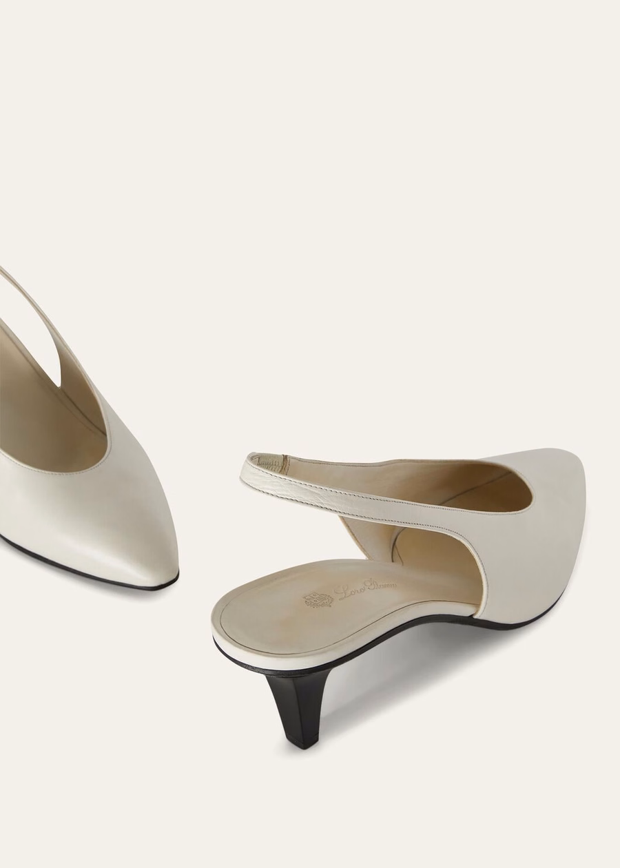 Rebecca Calfskin Slingback Light Milk White