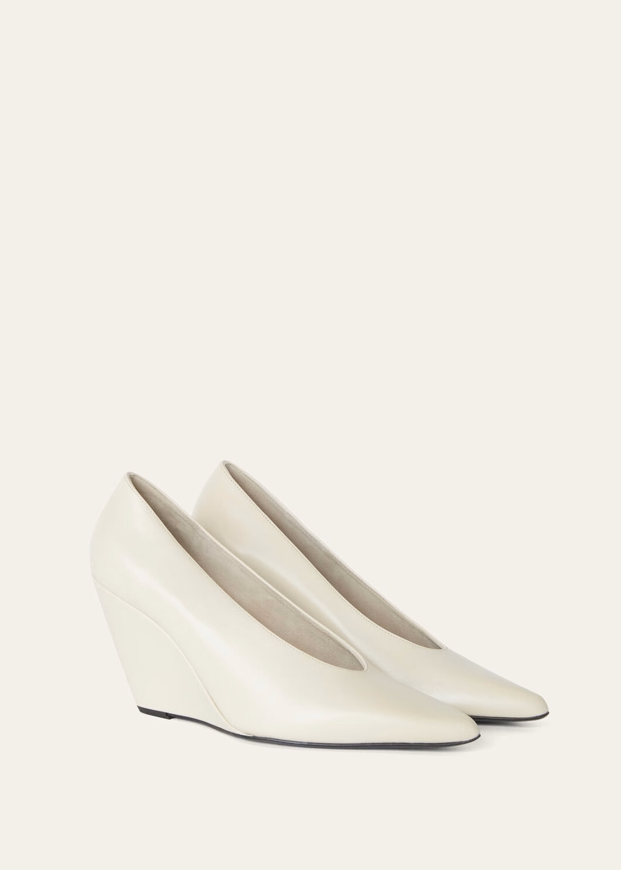 Viola High Wedge Pump Biscuits and Cream Calfskin