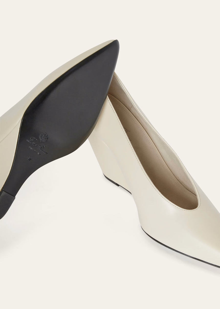 Viola High Wedge Pump Biscuits and Cream Calfskin