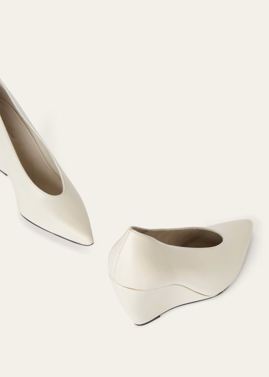 Viola High Wedge Pump Biscuits and Cream Calfskin