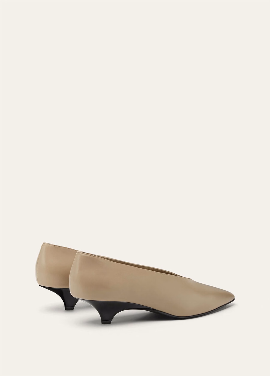 Rebecca Wedge Pump Calfskin Dried Tarragon