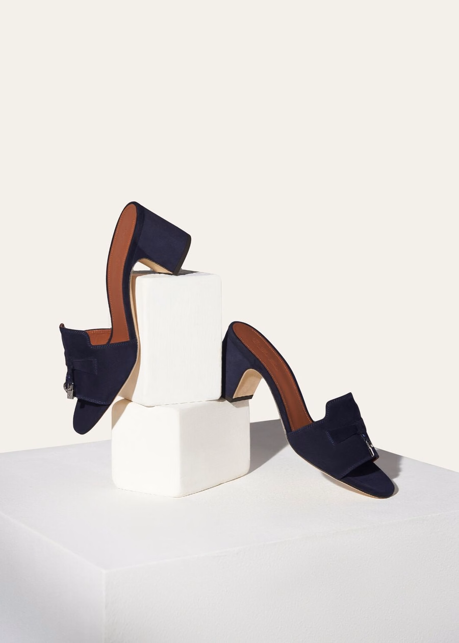 Summer Charms Sandals Goatskin Leather Navy Blue