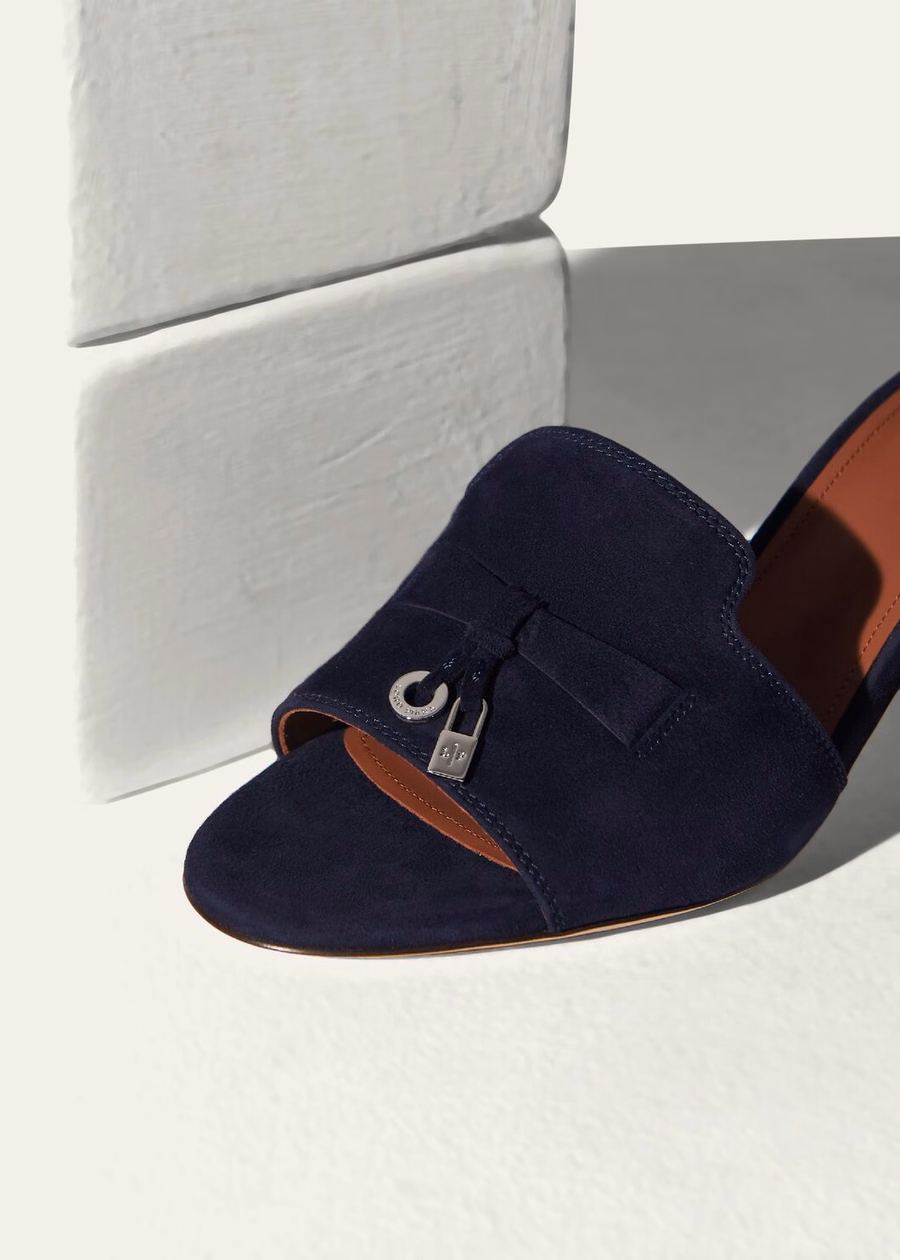 Summer Charms Sandals Goatskin Leather Navy Blue