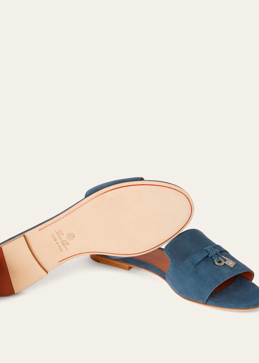 Summer Charms Suede Sandals Goatskin Denim