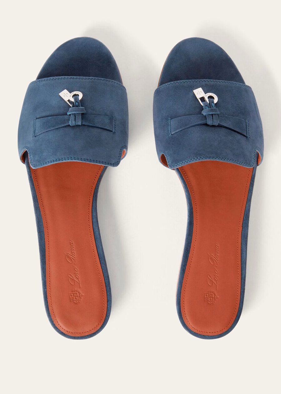 Summer Charms Suede Sandals Goatskin Denim