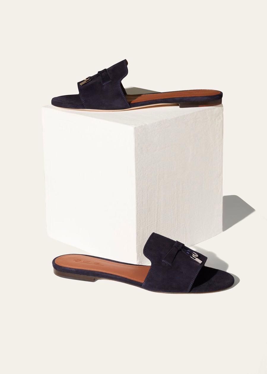 Summer Charms Sandals Goatskin Leather Navy Blue