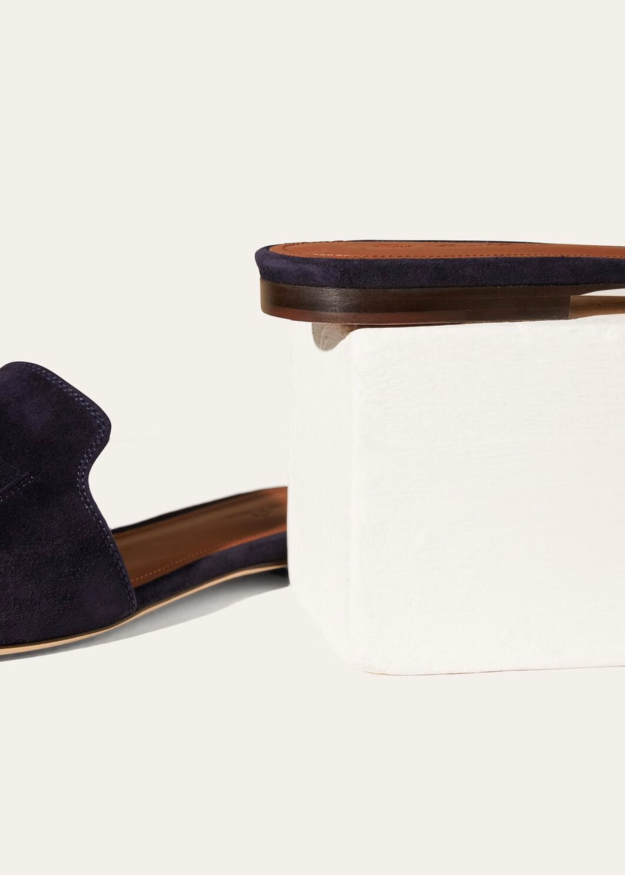 Summer Charms Sandals Goatskin Leather Navy Blue