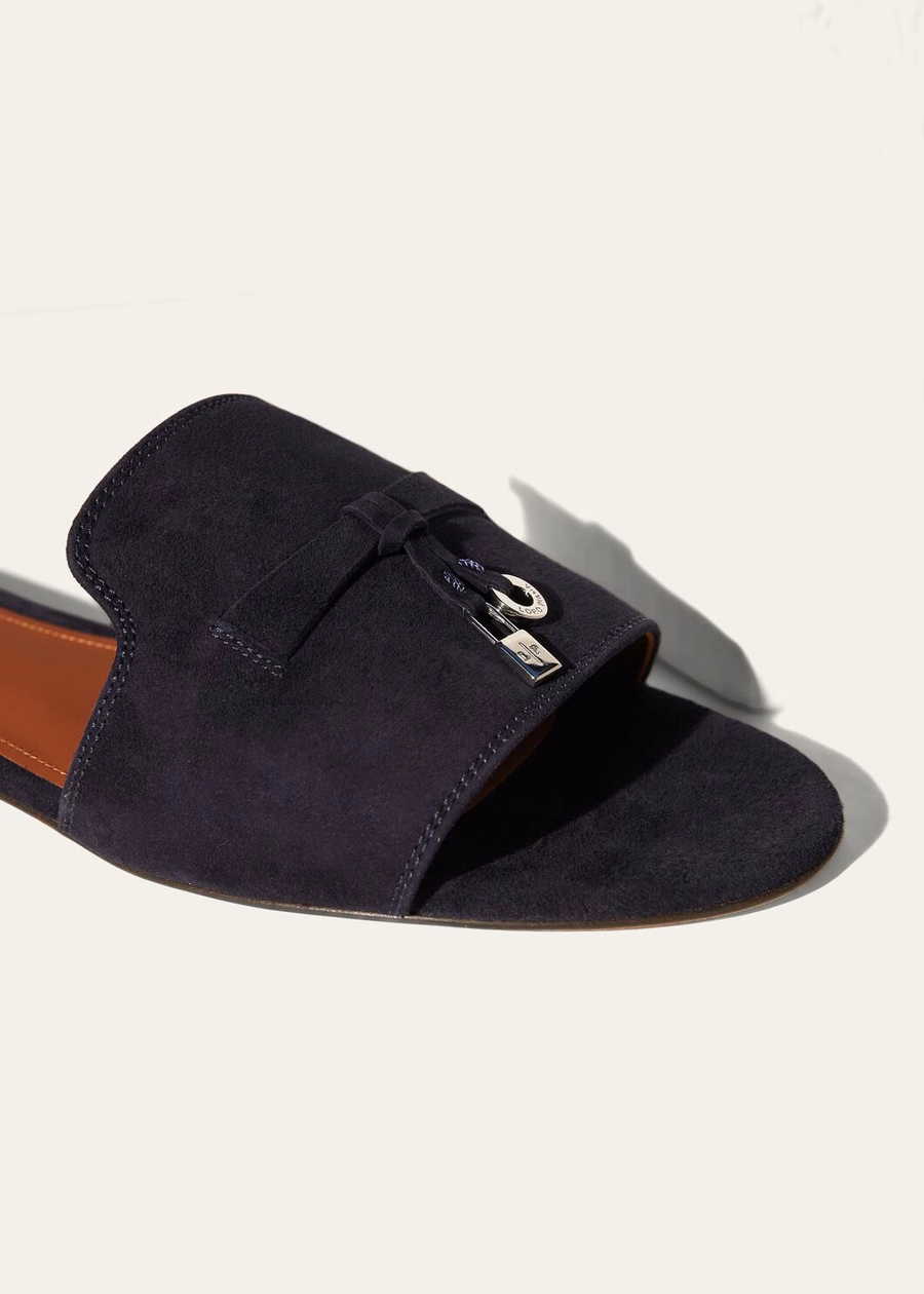 Summer Charms Sandals Goatskin Leather Navy Blue