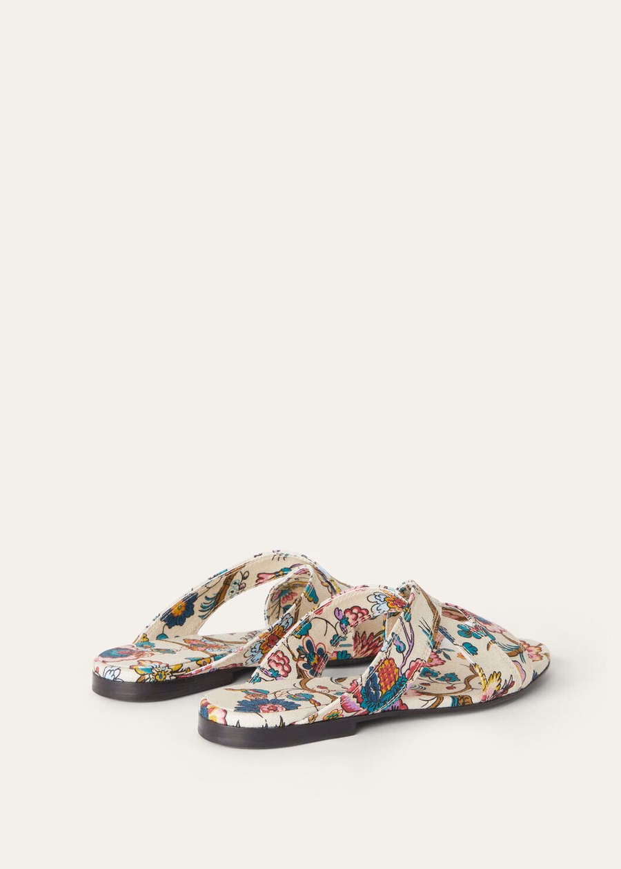 Yuki Flat Mule Linen sandalwood/impressionist pink/honey cream