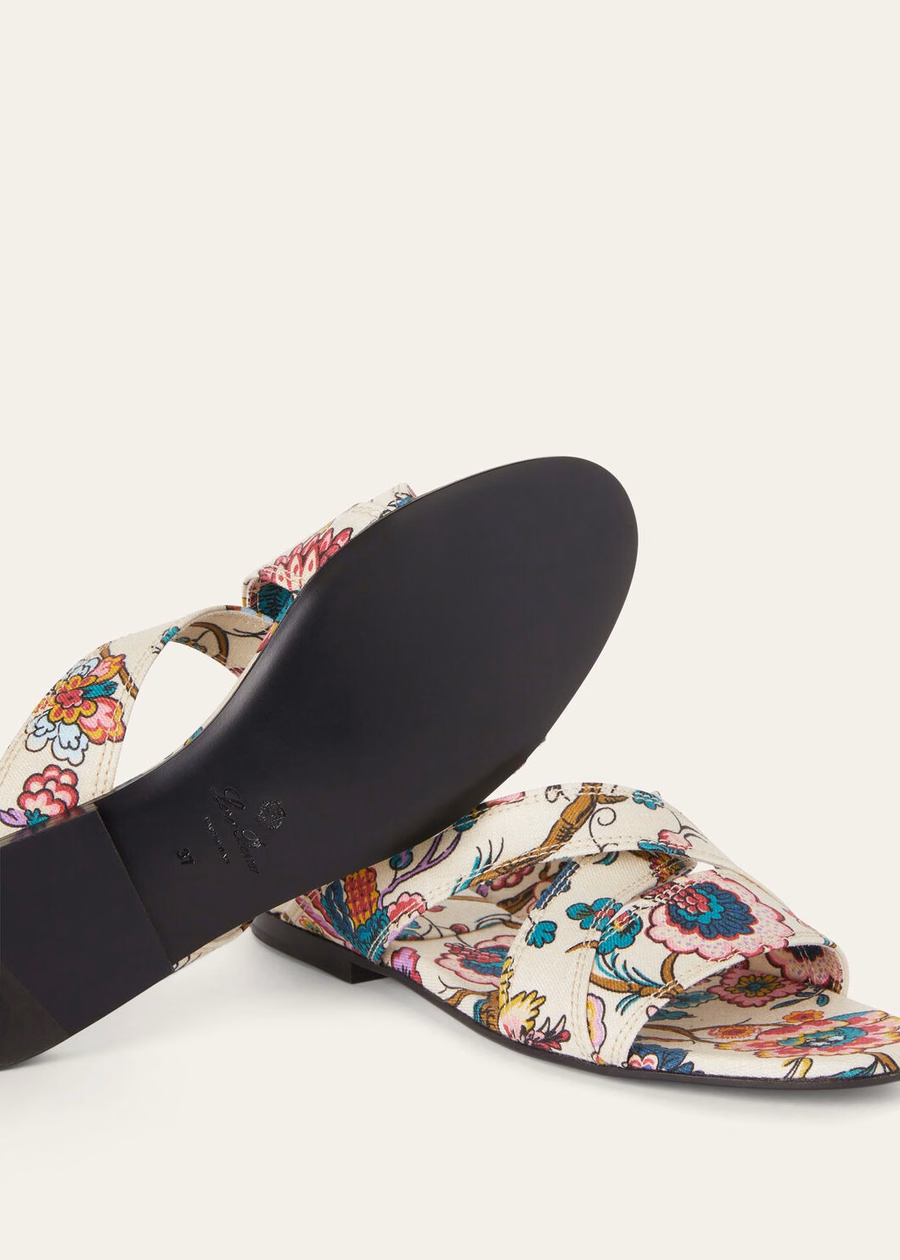 Yuki Flat Mule Linen sandalwood/impressionist pink/honey cream