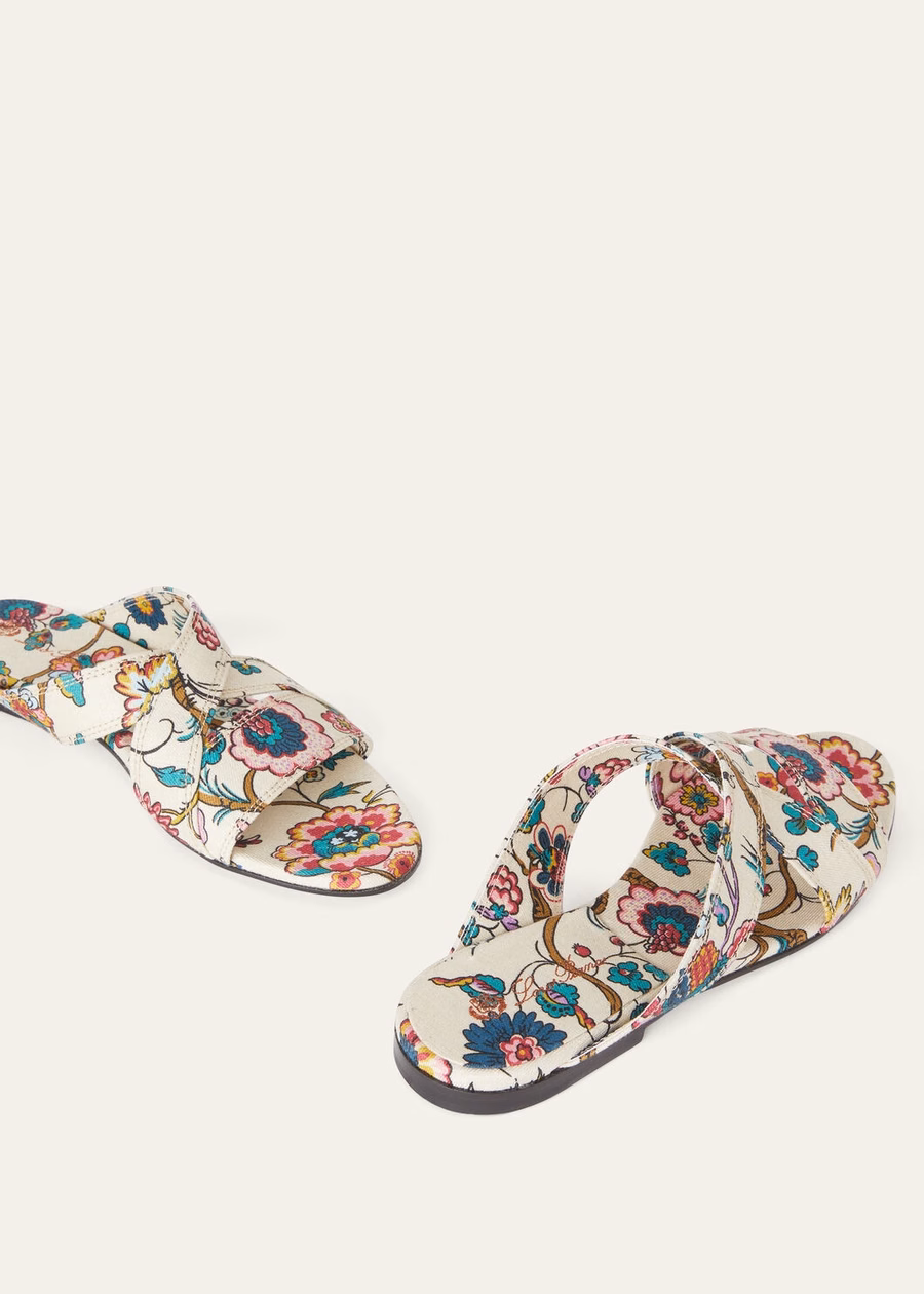 Yuki Flat Mule Linen sandalwood/impressionist pink/honey cream
