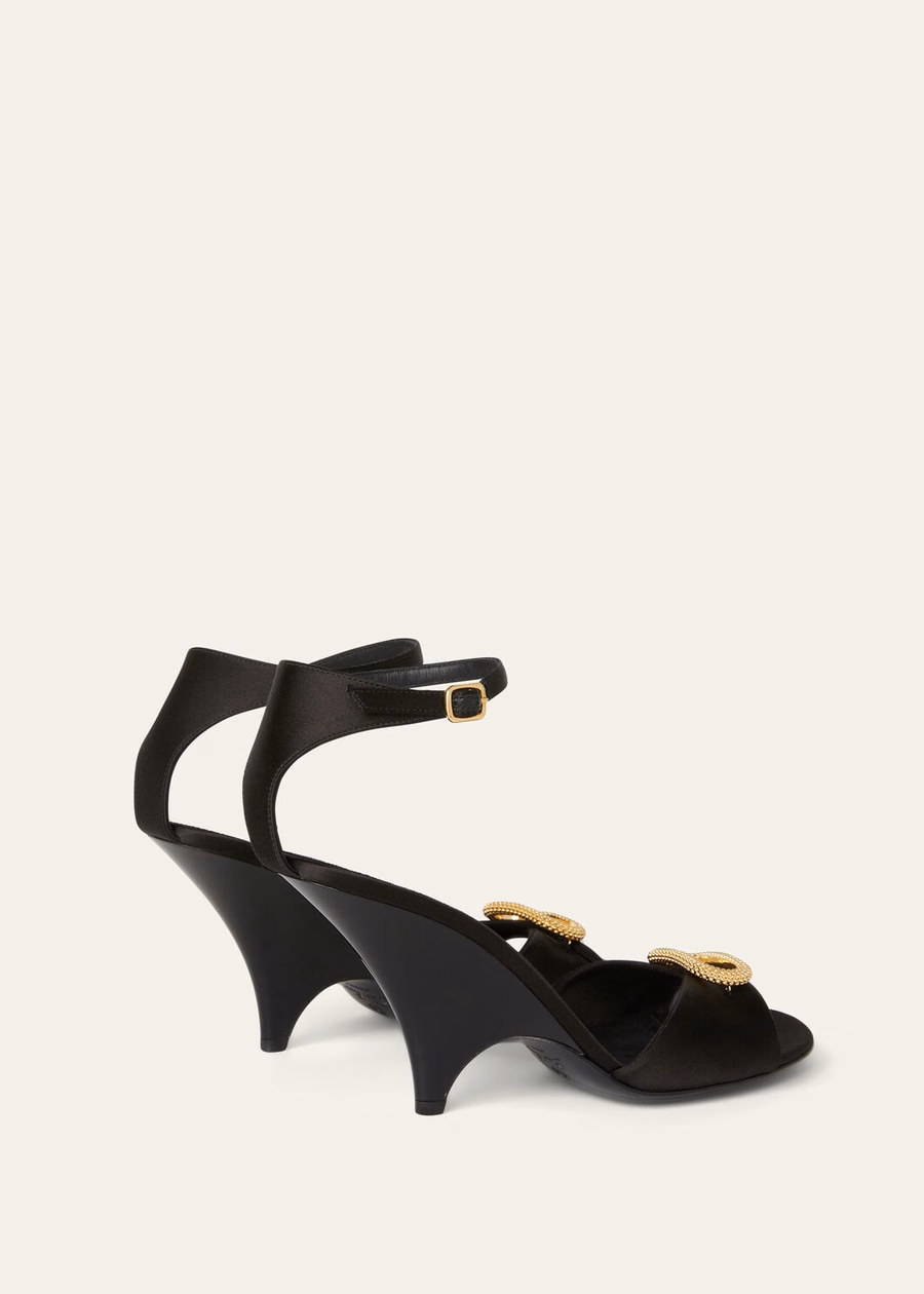 Olympia heeled sandals, silk, viscose, black