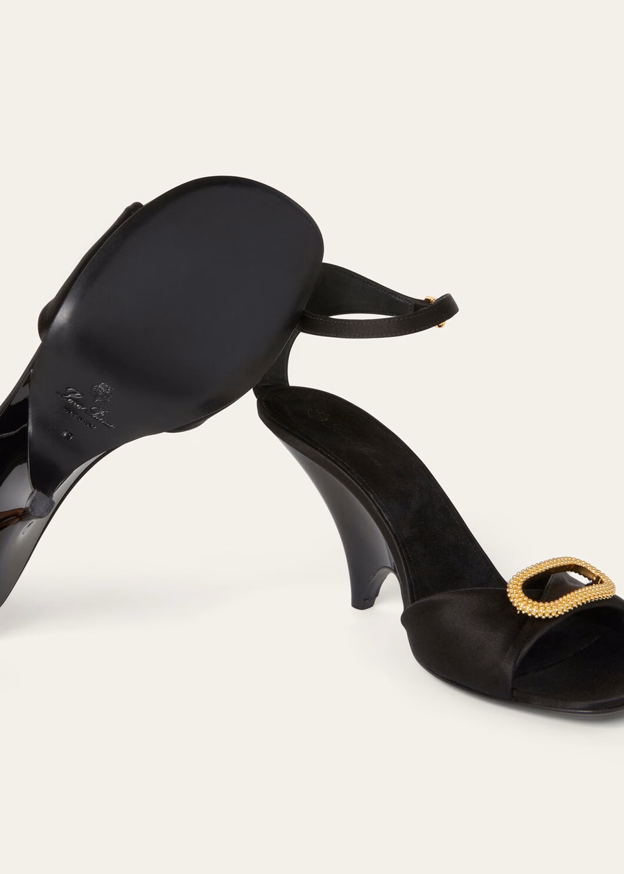 Olympia heeled sandals, silk, viscose, black