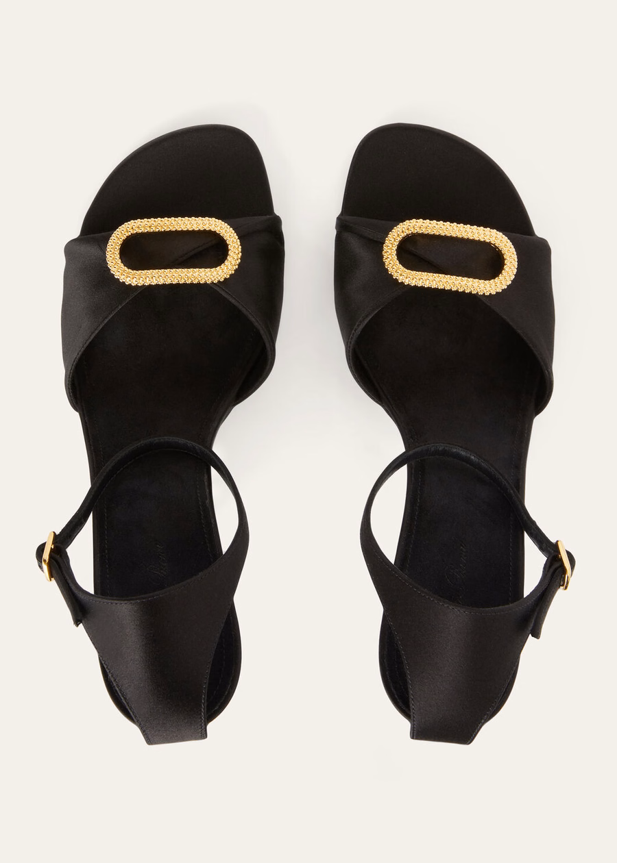Olympia heeled sandals, silk, viscose, black