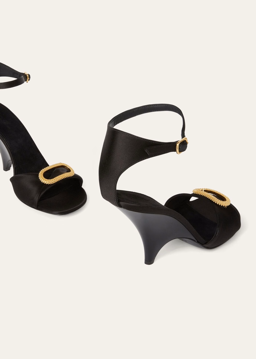 Olympia heeled sandals, silk, viscose, black