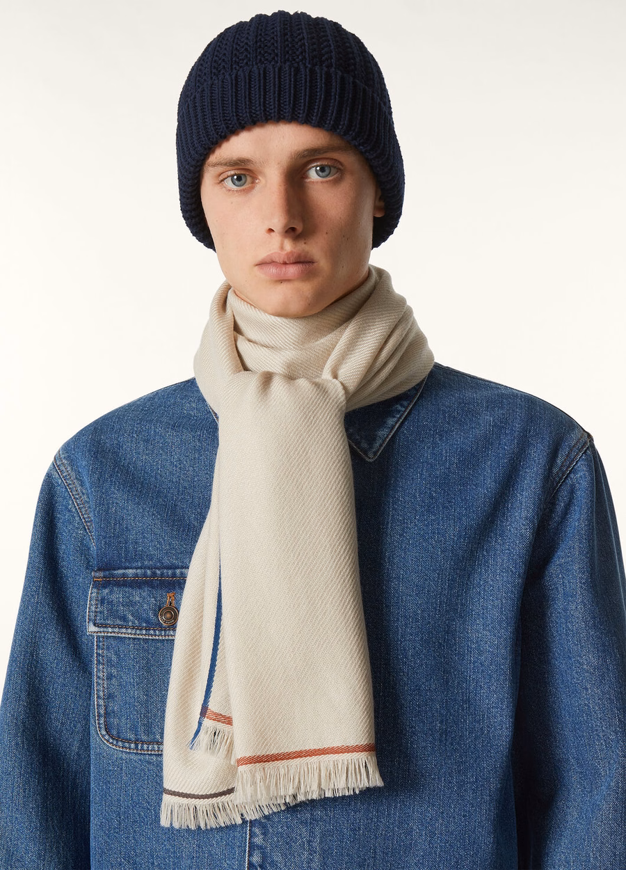 Four-in-hand scarf Light cashmere sesame