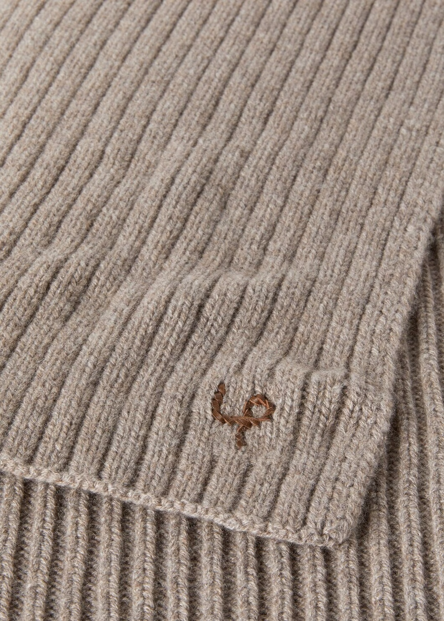 Rib Stitch LP Croissant Melange Cashmere Scarf