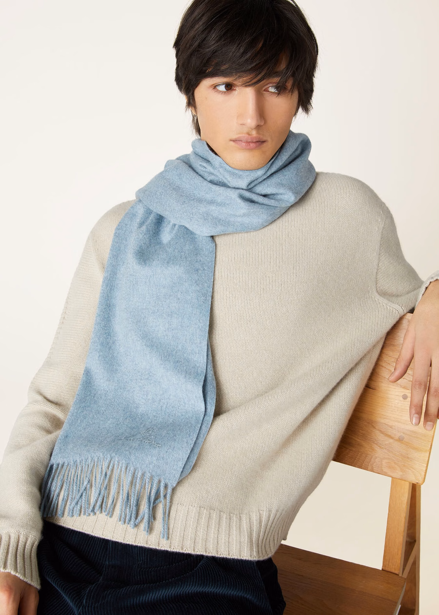 Grande Unita Cashmere Stardust Blue Melange Scarf