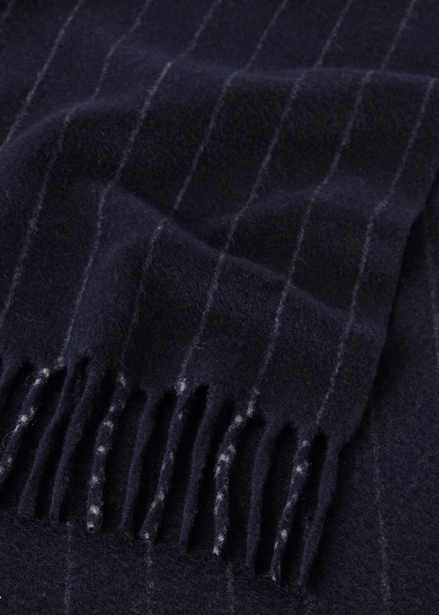 Grande Gias Scarf Cashmere Virgin Wool Navy Blue/Steel Grey