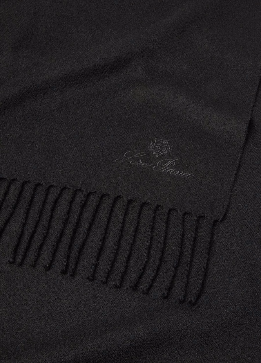 Leggera Grande Scarf Unita Black Cashmere