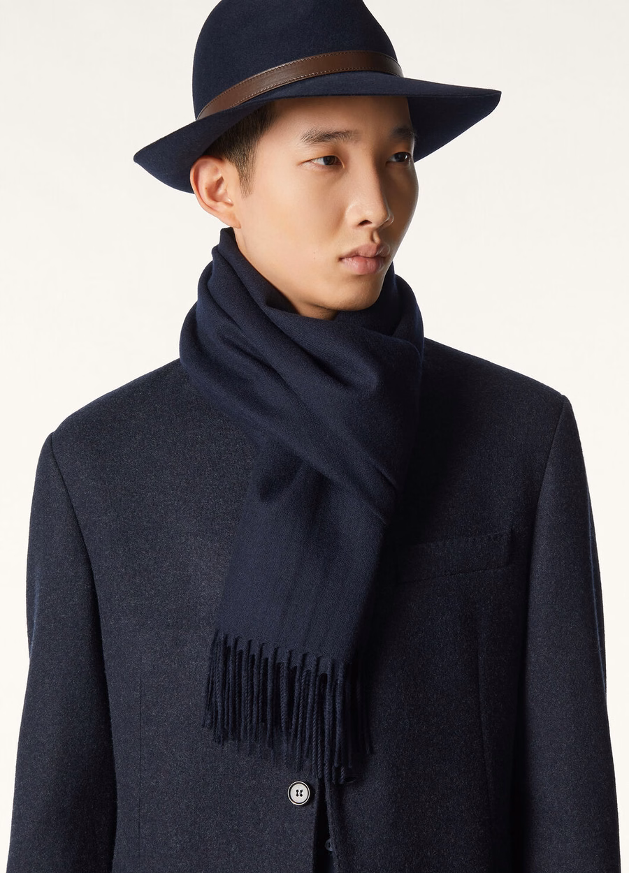 Leggera Grande Unita Cashmere Scarf Navy Blue