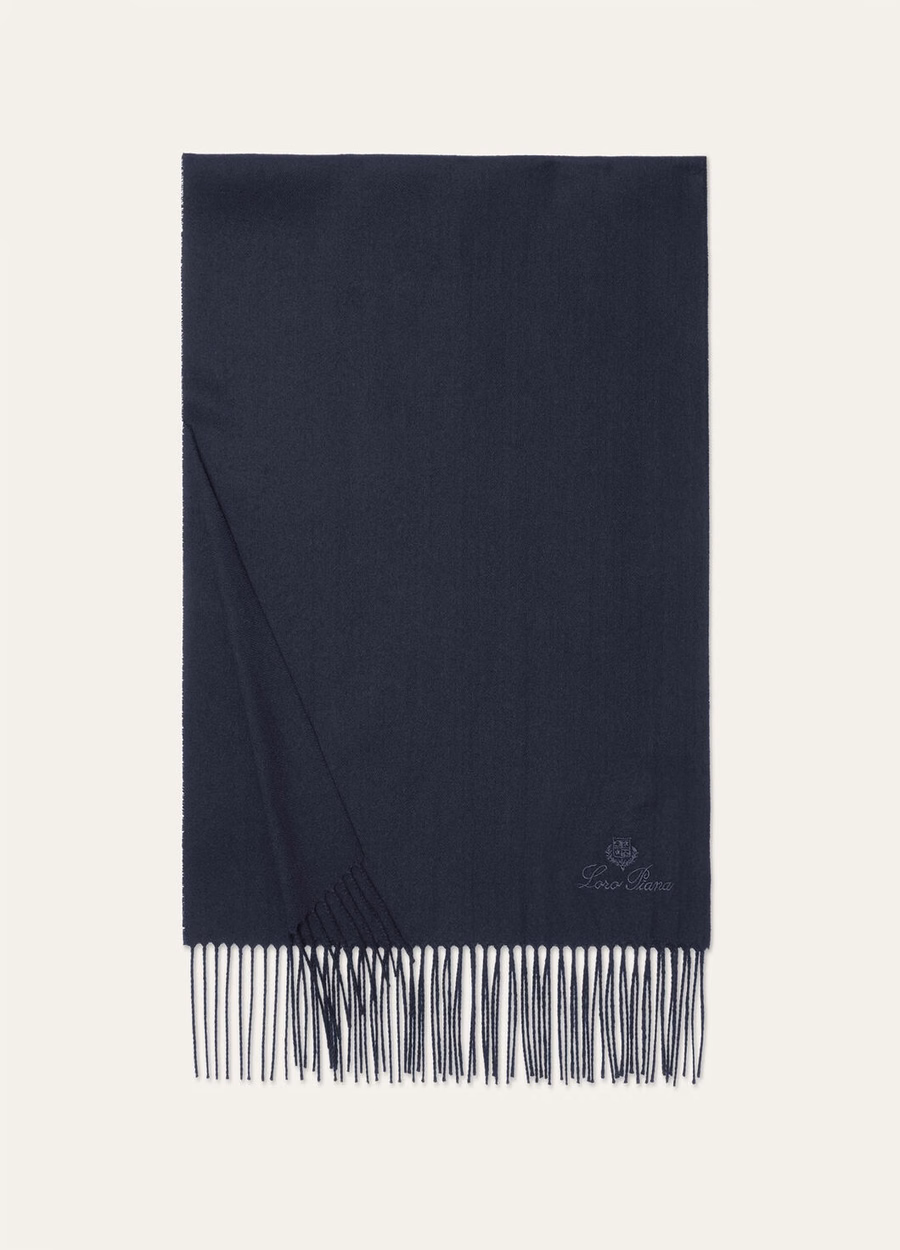 Leggera Grande Unita Cashmere Scarf Navy Blue